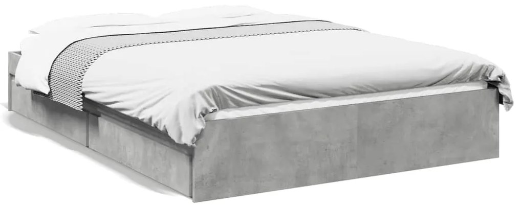 Giroletto Cassetti Grigio Cemento 135x190 Cm Legno Multistrato /