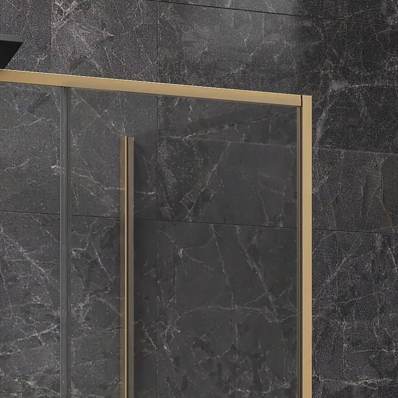 Kamalu - Cabina doccia 3 lati 80x150x80 oro satinato anta scorrevole  | KLA-4000G