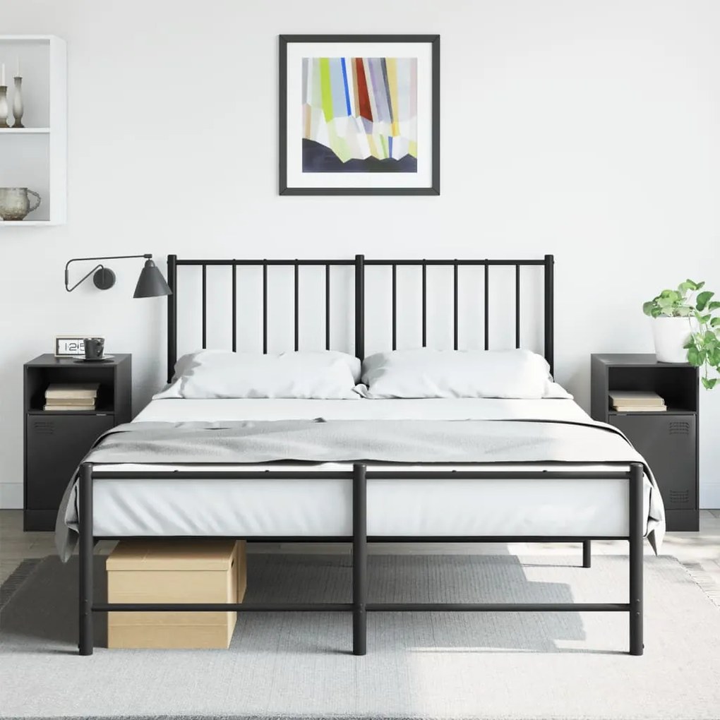 Comodini 2 Pz Neri 34,5x39x62 Cm İn Acciaio /