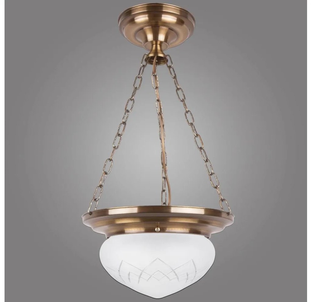 Kemar RI/PL/W/M - Lampadario a sospensione con catena RINAMA 1xE27/100W/230V ottone