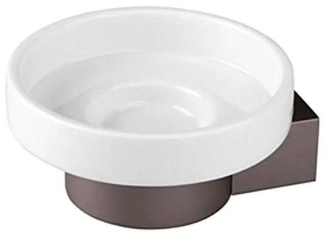 Portasapone Bagno Grigio in Alluminio con piattino in Ceramica Design Moderno