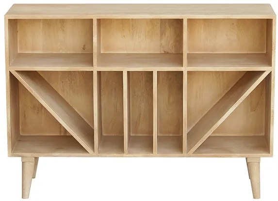 Credenza mobile portabottiglie o vinili in legno massello di mango ISIDRO