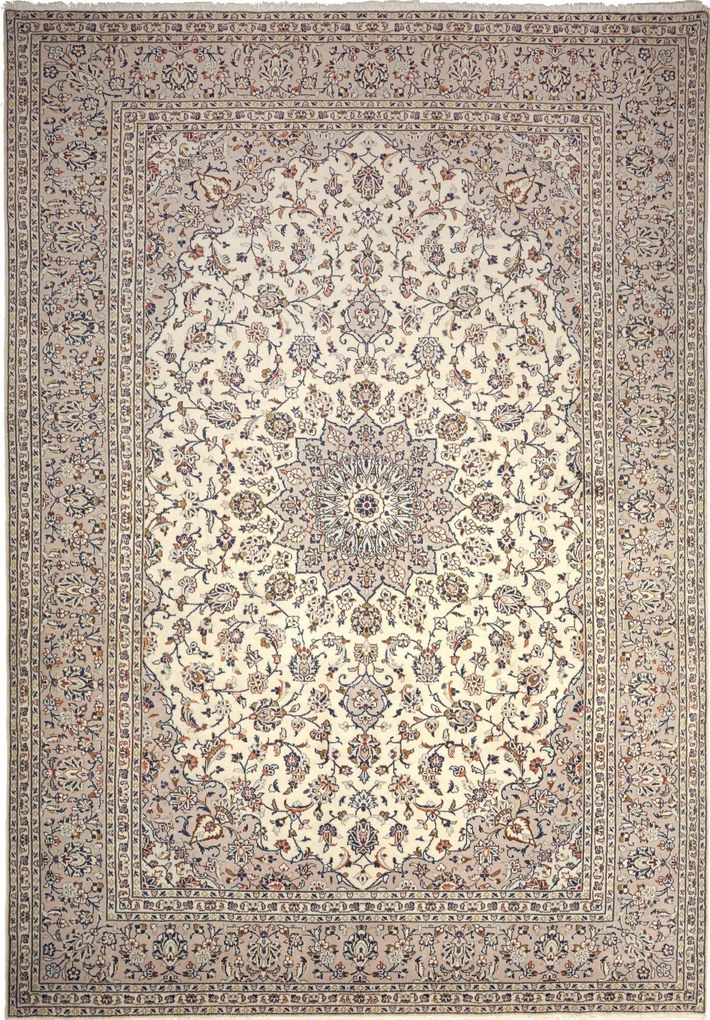 Kashan Tappeto persiano 360 x 240 Beige (Iran) Annodato A Mano