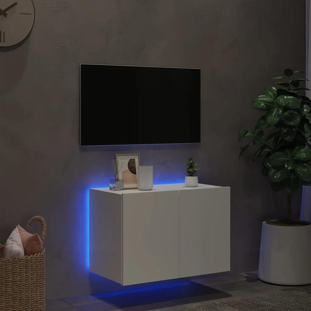 Mobile TV a Parete con Luci LED Bianco 60x35x41 cm