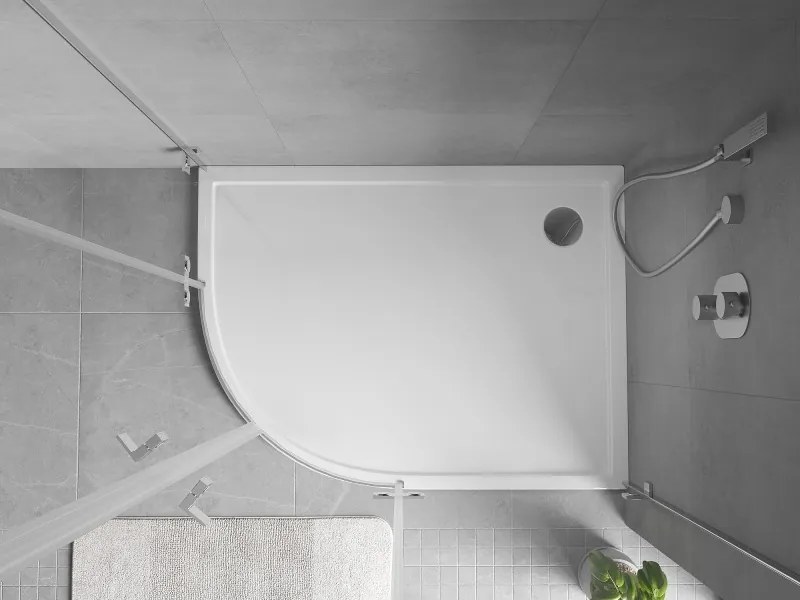 Mexen Flow piatto doccia semicerchio asimmetrico slim destro 100 x 80 cm, bianco lucido - 46Q108010R