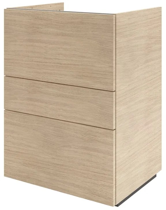 Mobile da bagno a terra L 60 x H 84 x P 48 cm rovere naturale, 3 cassetti Apertura push-pull SENSEA Neo Line, Maniglie acquistabili separatamente
