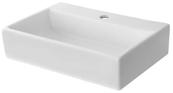 Lavandino da appoggio rettangolare 52x35 cm in ceramica lucida