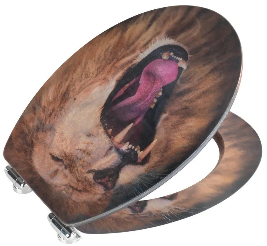 Sedile per wc con immagine 3D e chiusura facilitata , 44,5 x 38 cm Lion - Wenko