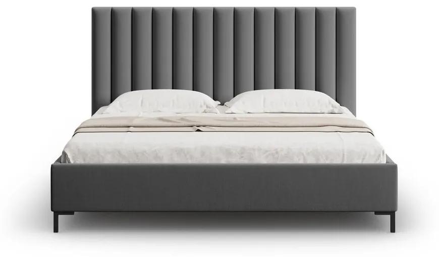 Letto matrimoniale imbottito grigio scuro con contenitore con griglia 140x200 cm Casey - Mazzini Beds
