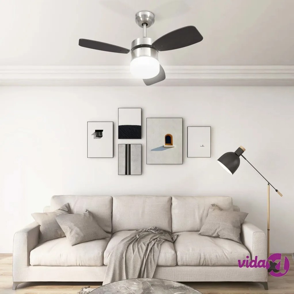 vidaXL Ventilatore Soffitto con Luce e Telecomando 76 cm Marrone Scuro