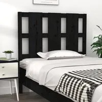 Testiera per Letto Nera 105,5x4x100cm in Legno Massello di Pino