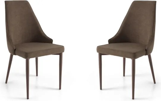 Sedia tessuto Marrone - gambe metallo NELLI 2 sedie