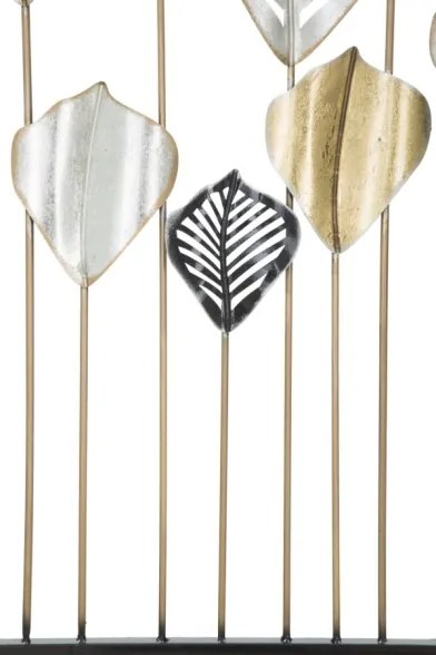 Pannello Decorativo Rettangolare Con Foglie 120x2,5x78,5 Cm In Ferro Oro Argento Nero Lex-A