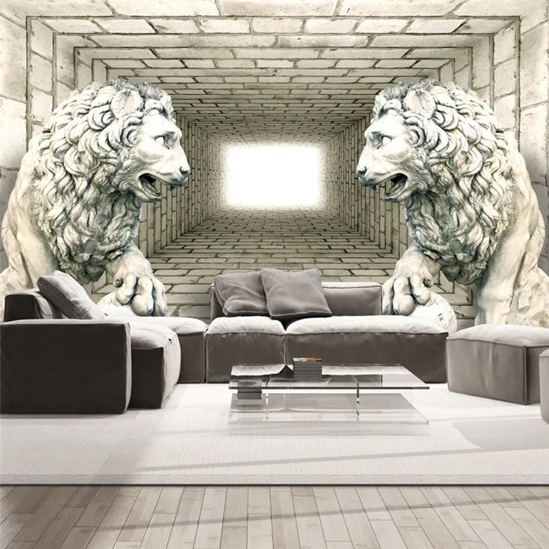 Fotomurale  Chamber of lions  Colore Beige, Dimensioni e Misure 350x245