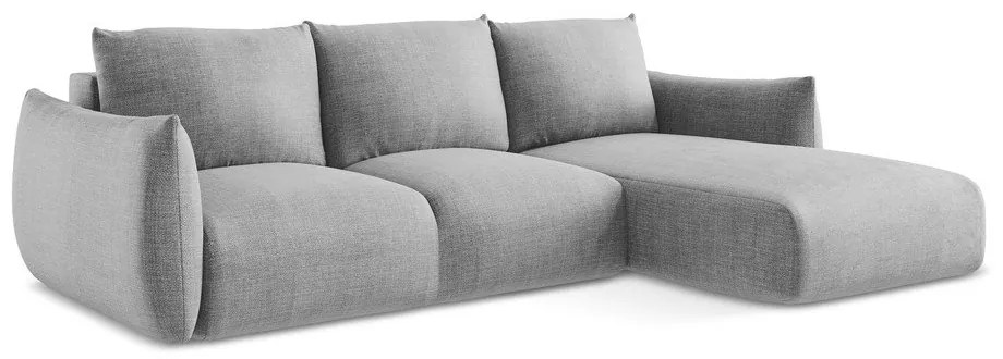 Divano angolare grigio chiaro allungabile (con penisola a destra/con chaise lounge) Leila – Makamii