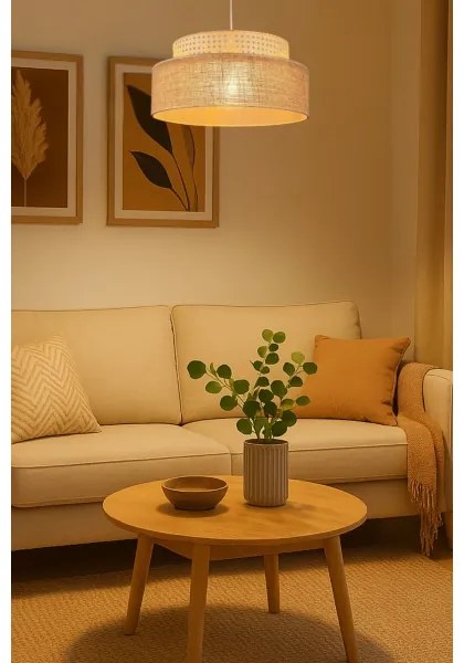 Lampadario a sospensione con filo BOHO 1xE27/60W/230V diametro 40 cm rattan