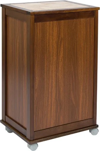 Carrello mobiletto con ante a ribalta e piano in mattonelle NOCE