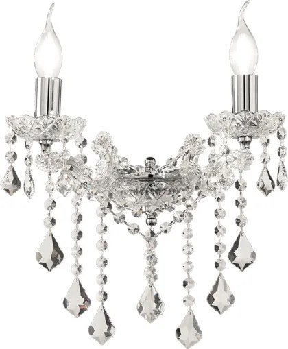 Applique DAMASCO 35x24 cm a 2 luci con decorazioni in cristallo Cromo