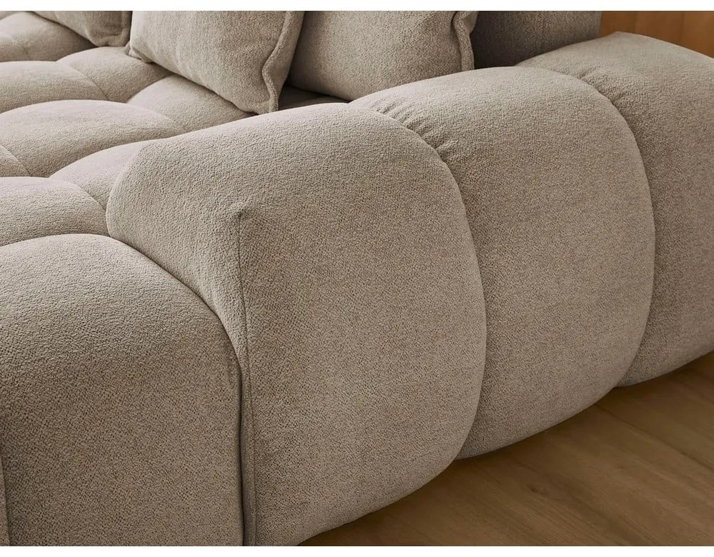 Divano angolare grigio tortora allungabile e con contenitore (penisola a sinistra/a U) con rivestimento in ciniglia Everest – Bobochic Paris