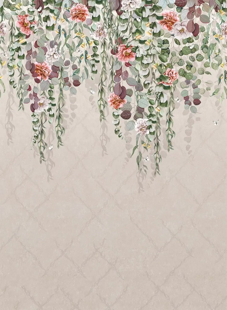 Osborne & Little Carta da parati panoramica Eucalyptus - Linen/ Coral