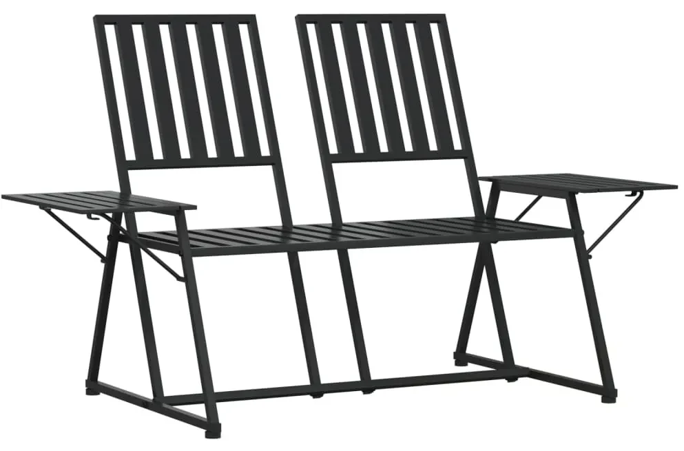 Panca da giardino a 2 posti 165 cm nera in acciaio