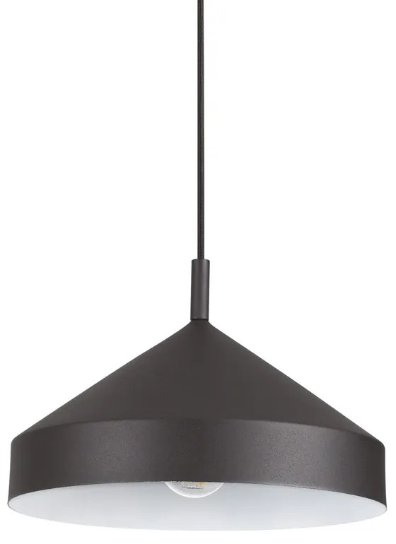 Sospensione Industrial-Minimal Yurta Metallo Nero 1 Luce E27 D30