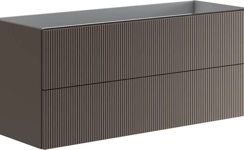 Mobile da bagno sospeso sotto lavabo Opera 2 cassetti ideale per doppia vasca L 119.5 x H 50 x P 45.5 cm grigio opaco