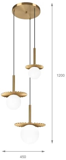 Lampadario a cavo CHITA 3xG9/5W/230V dorato