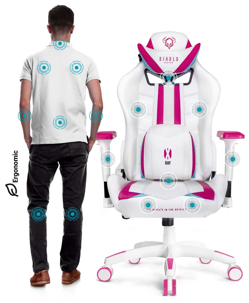 Sedia da gaming Diablo X-Ray Normal Size: Bianco Rosa