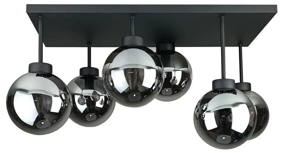 Lampadario a plafone DEA 6xE14/60W/230V nero/fumé nero