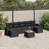 Set Divani da Giardino con Cuscini 8 pz Nero in Polyrattancod mxl 113482