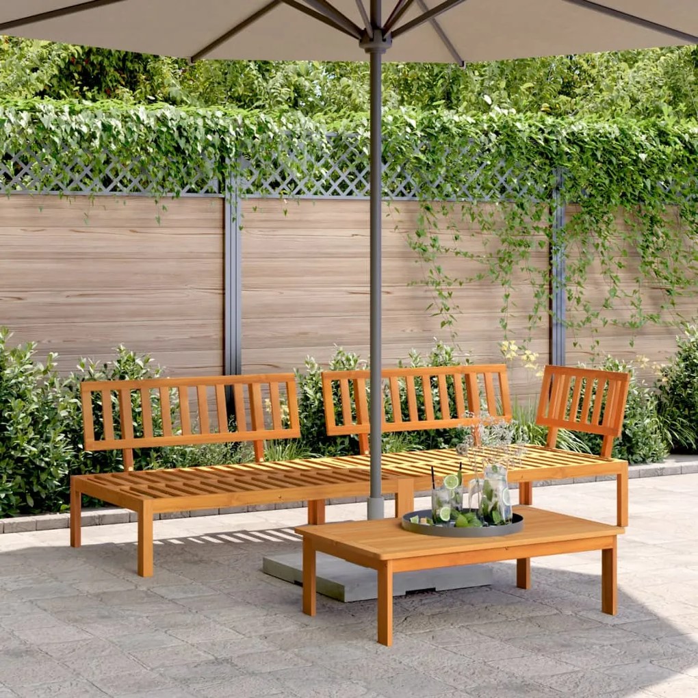 Set divano pallet da giardino 3 pz in legno massello di acacia