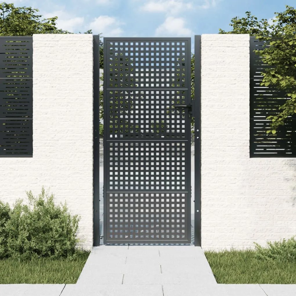 Cancello Giardino Antracite 105x225 Cm İn Acciaio /