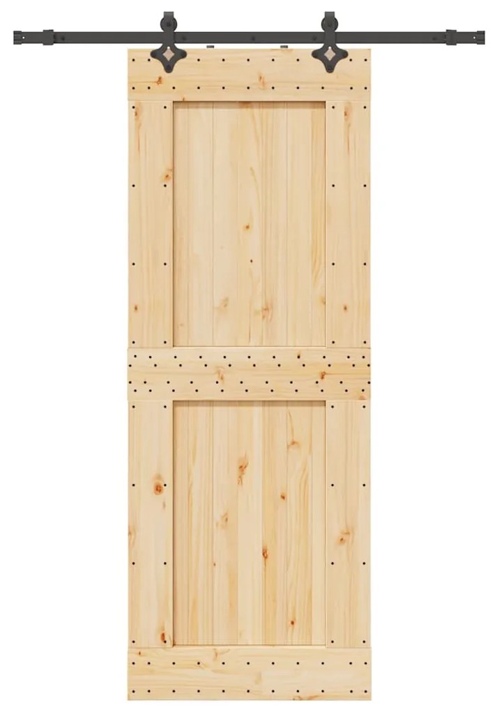 Porta Scorrevole Con Set Hardware 85x210 Cm Legno Massello Pino /