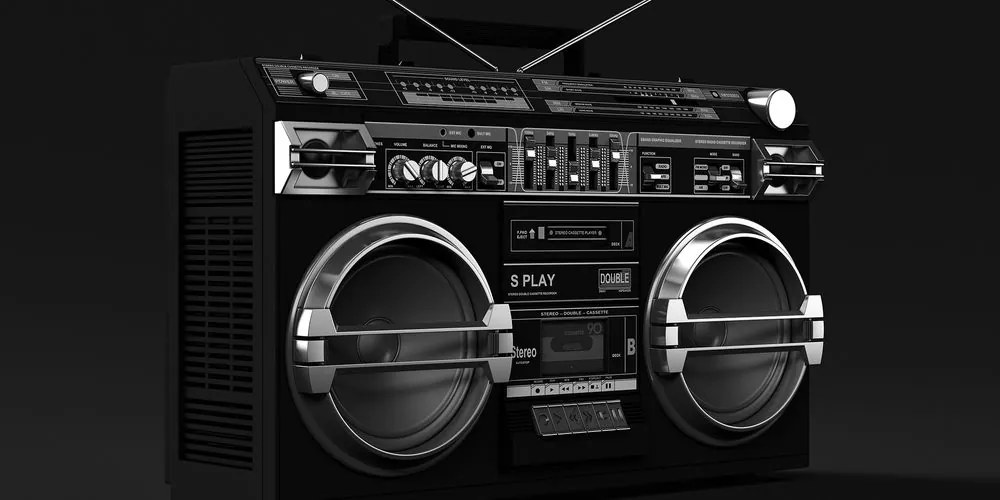 Stampa su tela – Radio disco anni '90 in bianco e nero