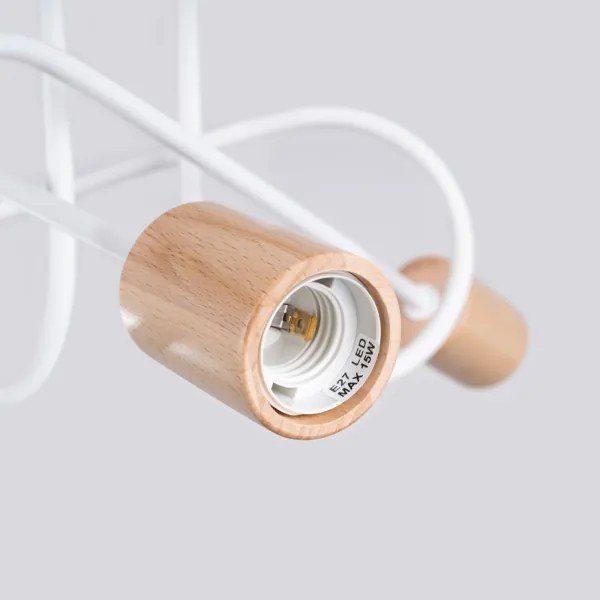 Sollux SL.1474 - Lampadario a plafone EMBER 3xE27/15W/230V bianco/beige/faggio