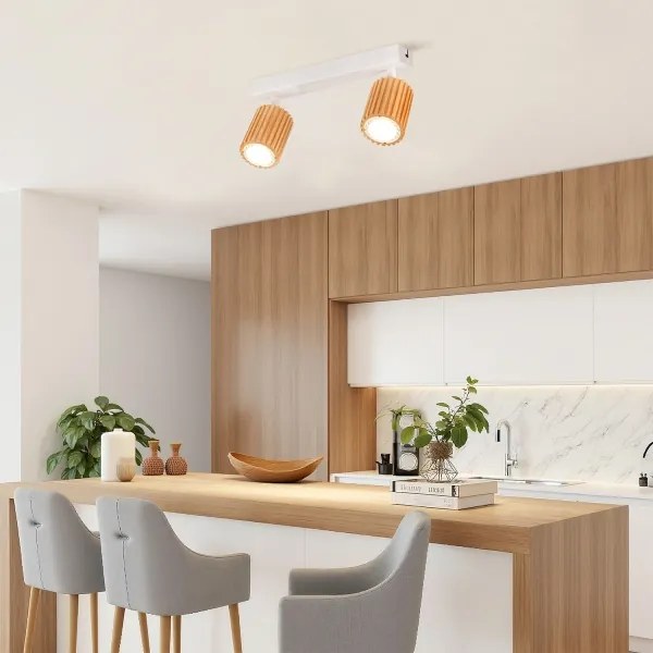 Brilagi - Faretto MODERN WOOD 2xGU10/8W/230V legno/bianco