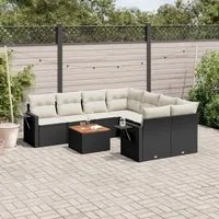 Set Divani da Giardino 9 pz con Cuscini Nero in Polyrattancod mxl 112963