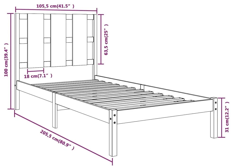 Giroletto Bianco in Legno Massello di Pino 100x200 cm