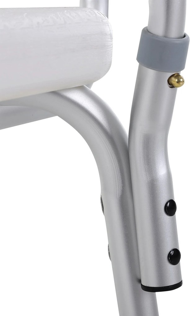 Sedia per Doccia 51,5x51,5x71-84 cm Altezza Regolabile e Piedini Antiscivolo in Alluminio Bianco...