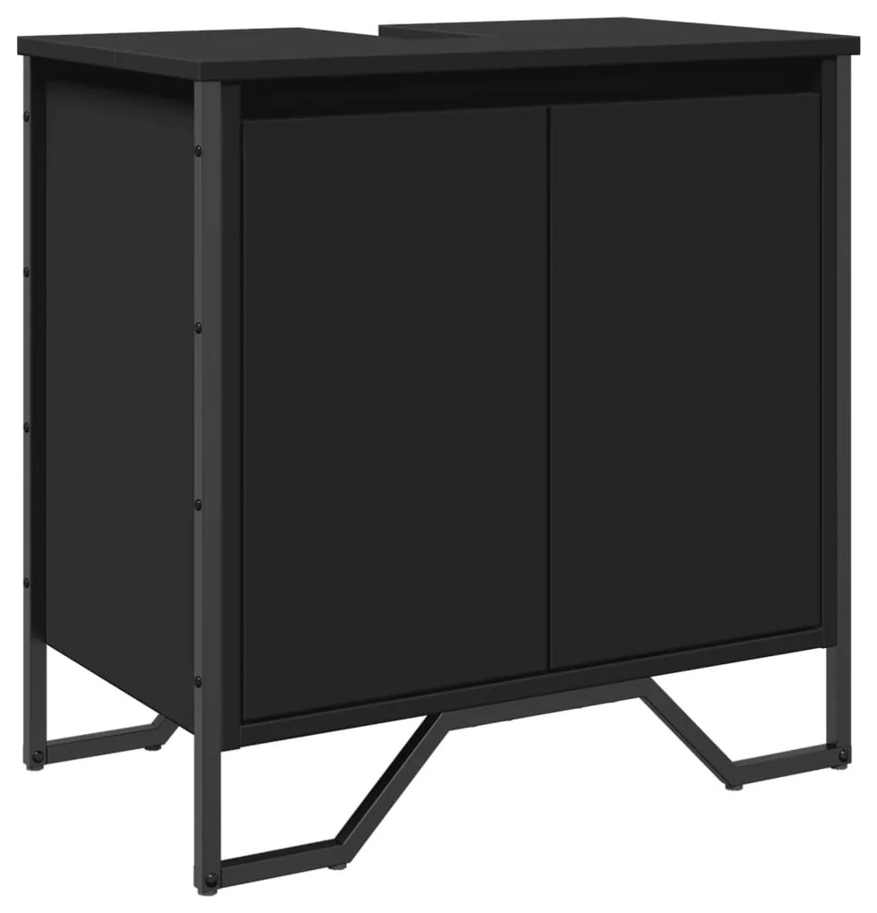 Mobile lavabo bagno nero 60x35x60 cm in truciolato