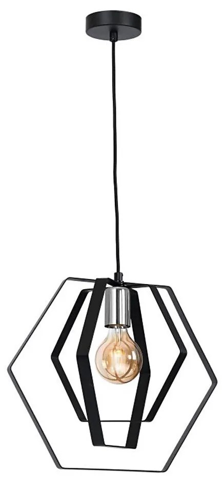 Lampadario a sospensione con filo HEXAGON 1xE27/60W/230V nero/cromo