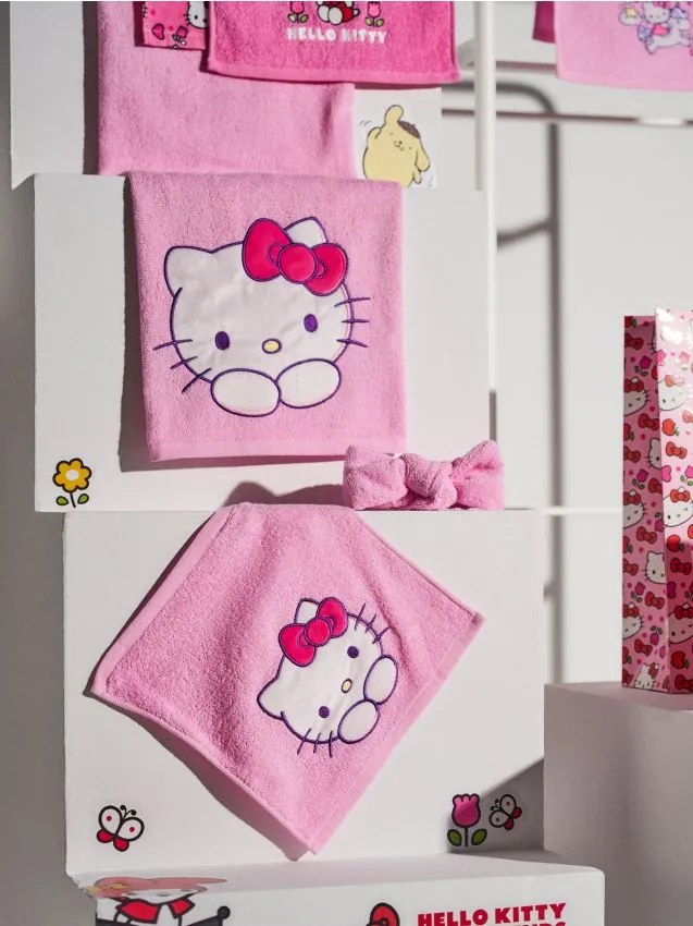 Sinsay - Set di asciugamani e fascia per la testa Hello Kitty - orchidea