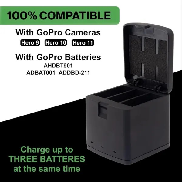 PATONA - Caricatore Triple GoPro Hero 9/Hero 10/Hero 11/Hero 12
