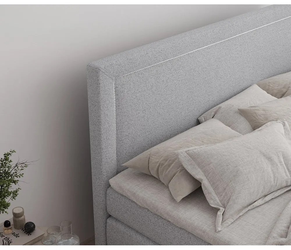 Letto boxspring grigio chiaro con contenitore 180x200 cm Lavenda – Maison de Rêve