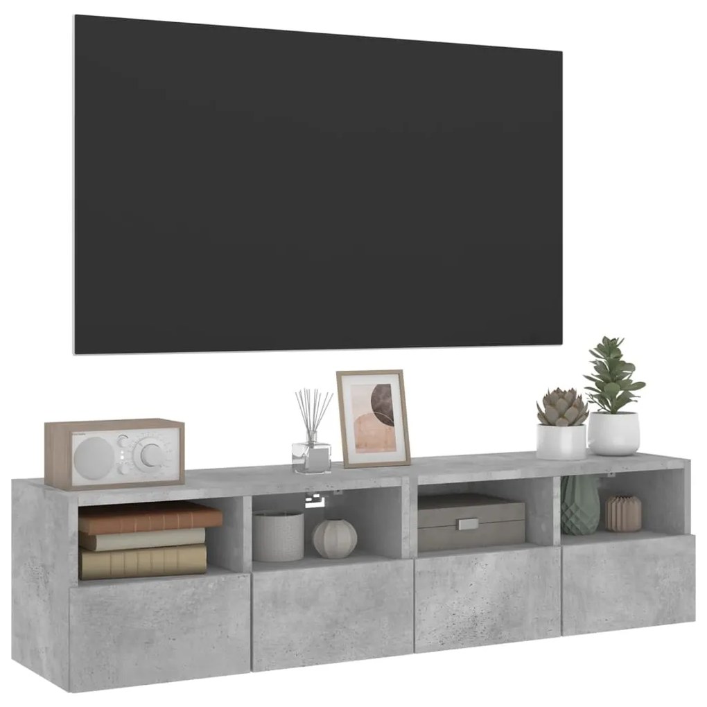 Mobili tv muro 2pz grigio cemento 60x30x30 cm legno multistrato