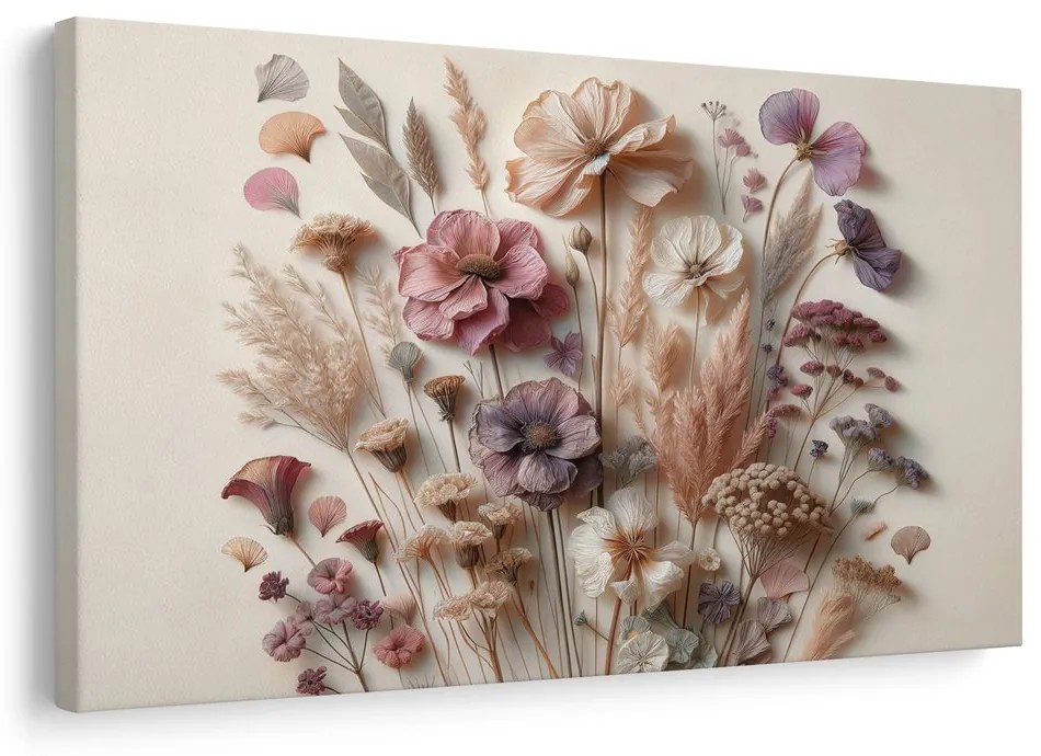 Quadro su tela – Fiori vintage su sfondo chiaro