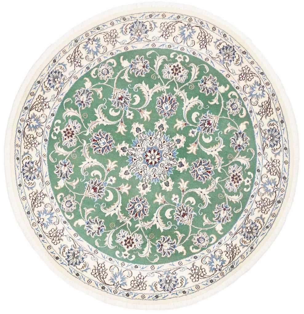Nain Tappeto persiano 150x150 Verde (Iran) Annodato A Mano