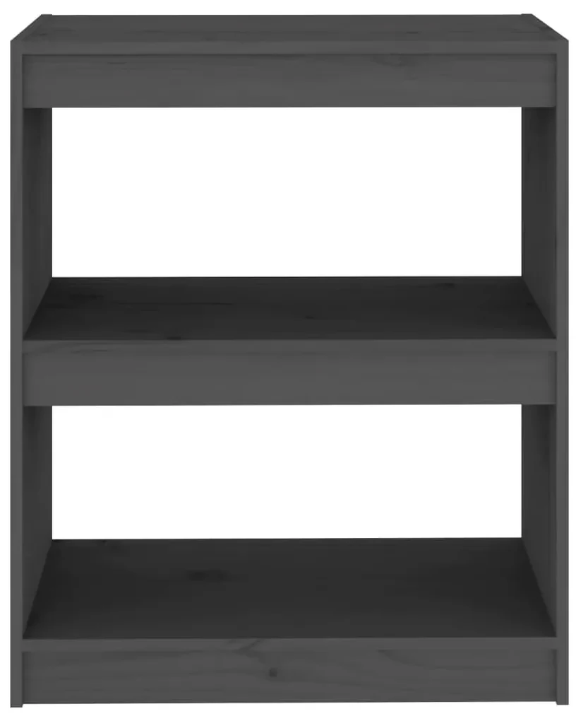 Libreria/divisorio grigio 60x30x71,5 cm in massello di pino
