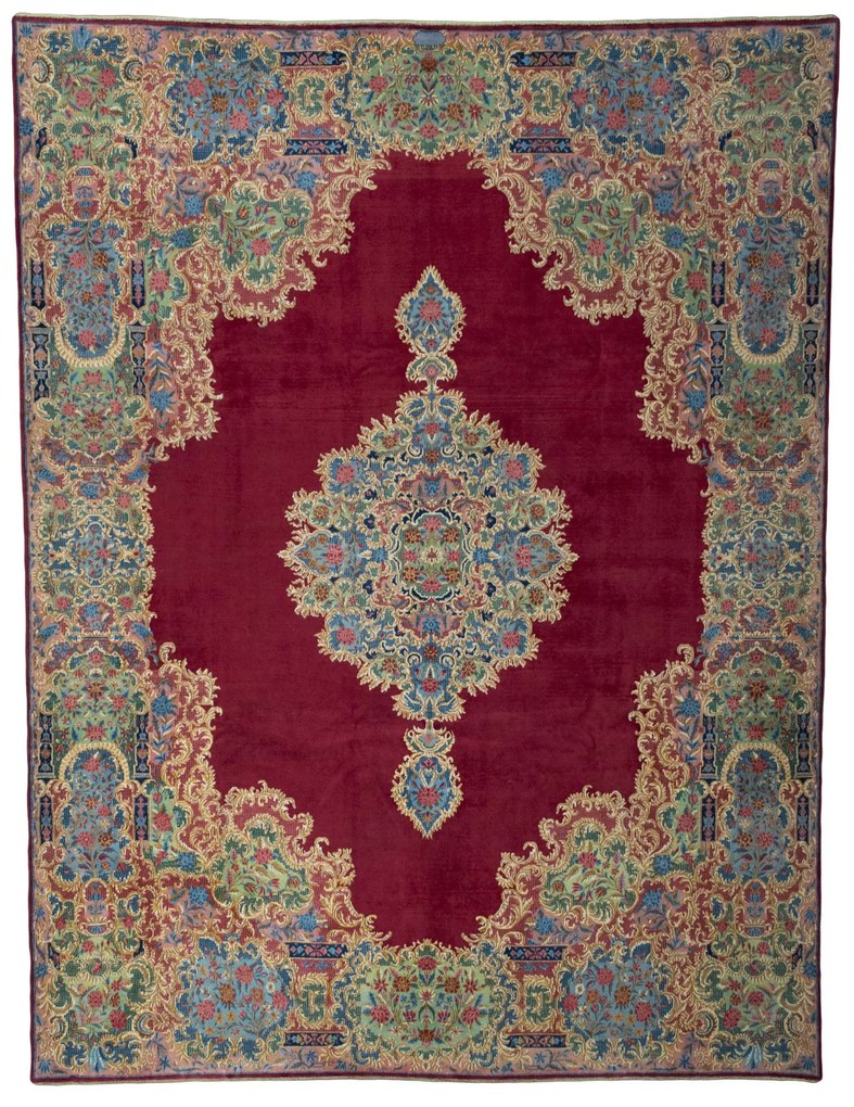 Kerman Tappeto 300 x 400 Rosso (Iran) Annodato A Mano